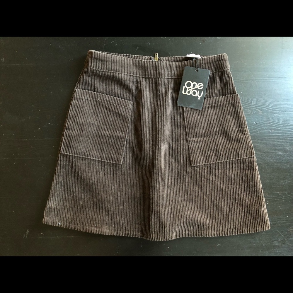 Brown corduroy skirt from LF runs VERY small